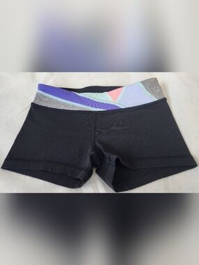 Ivivva Girls  Reversible Black Athletic Shorts with Color-Block Waistband Size 8